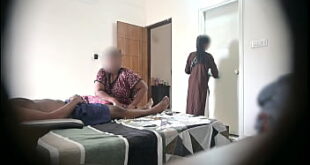 Flashing dick infront of two maids when taking massage