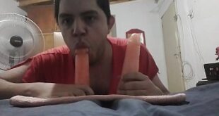 Deep throat 10 sucking toys after being used by my step mommy