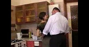 step Dad and Daughter in Kitchen